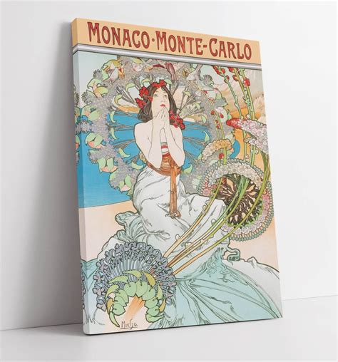 Alphonse Mucha Monaco Monte Carlo Canvas Wall Art Print Etsy