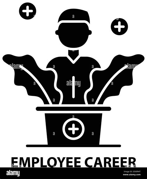 Employee Career Icon Black Vector Sign With Editable Strokes Concept