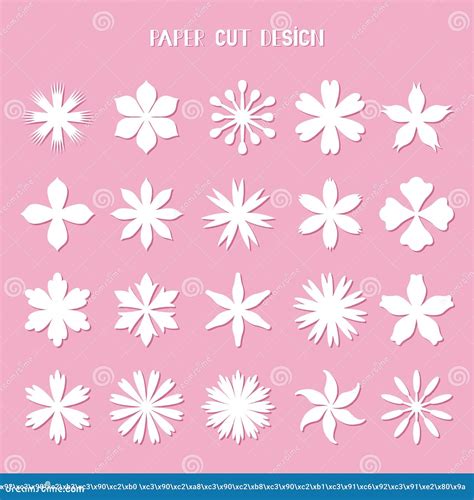 Conjunto De Flores De Papel Blanco Vector Plantillas Siluetas