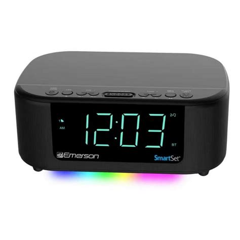 Emerson Smartset Dual Alarm Amfm Clock Radio Bluetooth Speaker Type C Usb Port And 7 Color