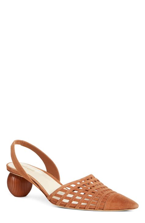 Cult Gaia Keri Suede Slingback Pump Nut Editorialist