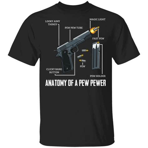 Funny Pro Gun Tshirt Anatomy Of A Pew Pewer Gun Bullet Armed Shirt