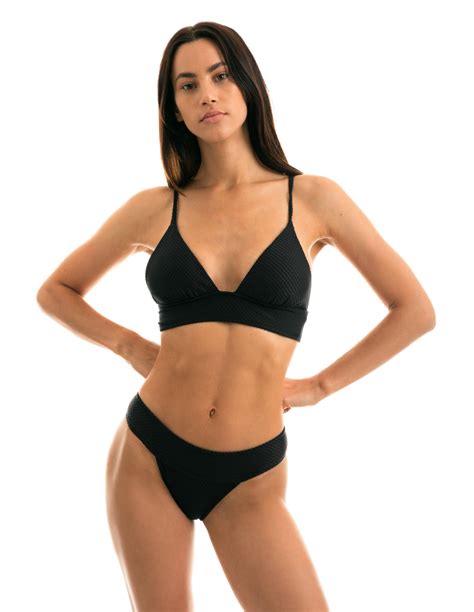 Czarne Teksturowane Figi Do Bikini Z Szerokim Pasem Bottom Cloque Preto