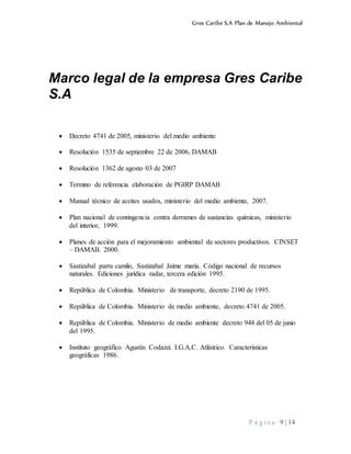 Plan De Manejo Ambiental Gres Caribe S PDF