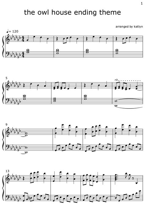 The Owl House Ending Theme Sheet Music For Piano