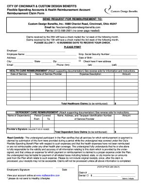 Fillable Online Reimbursement Claim Form Healthy Lifestyles Fax