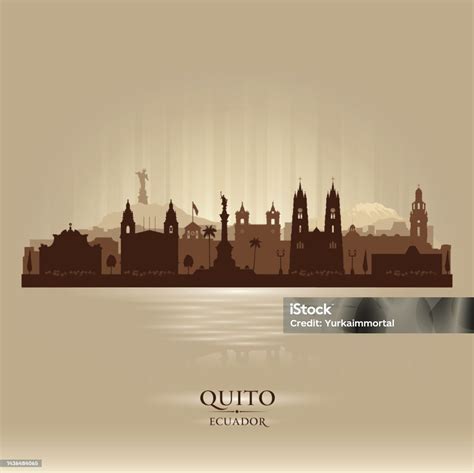 Quito Ecuador City Skyline Silhouette Stock Illustration - Download ...