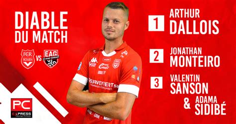 Arthur Dallois Diable du match face à Guingamp FC Rouen 1899