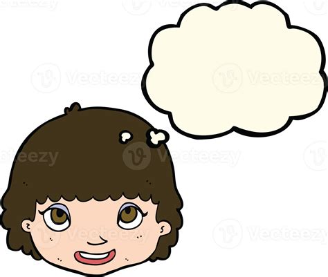 Cartoon Happy Female Face With Thought Bubble 44934062 Png