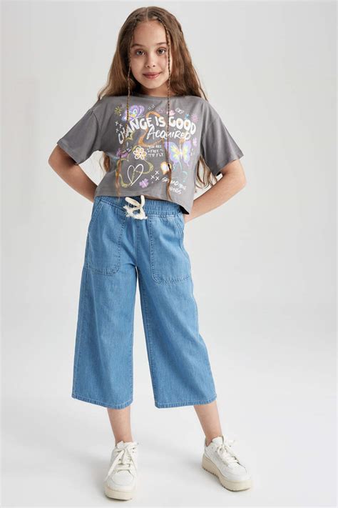 Blue Girls And Teens Girl Culotte Wide Leg Jeans 2752695 Defacto