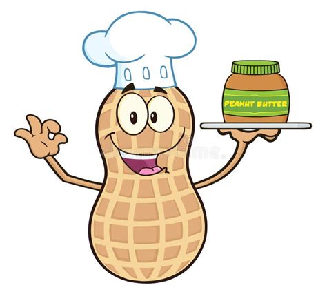 Funny Chef Peanut Cartoon Mascot Character Holding A Jar Of Peanut