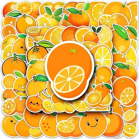 Amazon.com: Orange Stickers 50Pcs Water Bottles Stickers for Kids Teens Orange Waterproof ...