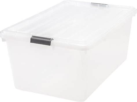 Iris Usa L Stackable Plastic Storage Bin With Lid And Latch