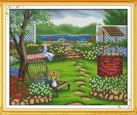 Spring Scenic Needlework DMC Cross Stitch Sets For Embroidery Kits