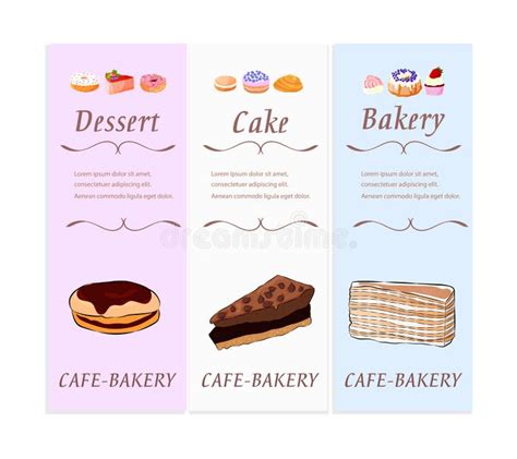 Bakery And Pastry Shop Desserts Banner Set With Text Flat Style