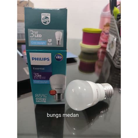 Jual LAMPU LED PHILIPS 3W BULB ESSENTIAL PUTIH 3 WATT 3WATT 3 W MODEL