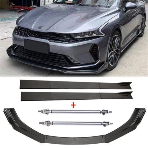 Carbon Fiber Front Bumper Lip Spoiler Side Skirt Strut Rods For Kia