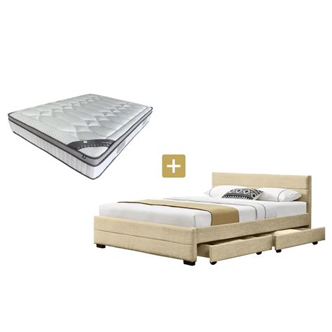 Ensemble Ivar Lit Lin Sable 140 X 190 Cm Matelas Cocoon 28 Cm Leroy