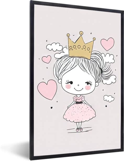 Fotolijst Incl Poster Prinses Kroon Roze Meisjes Pastel