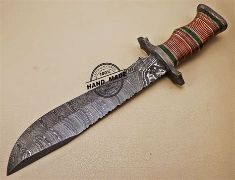 Damascus Bowie Knife Custom Handmade Damascus Steel Hunting