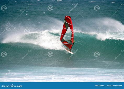 Windsurfer Shooting A Good Wave Stock Image Image Of Sailboard Wind