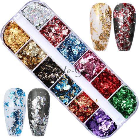 Colors Set Laser Gold Silver Aluminum Irregular Holographic Glitter