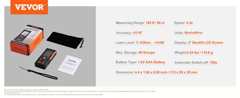 Vevor Laser Measure M Mm Accuracy Laser Distance Measure With