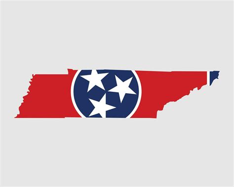 Tennessee Map Flag. Map of TN, USA with the state flag. United States