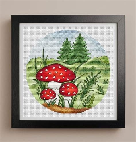 Amanita Cross Stitch Pattern Pdf Fly Agarics Mushroom Cros Inspire