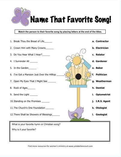 Name That Song Games Printable Womens Ministry Games For Ladies