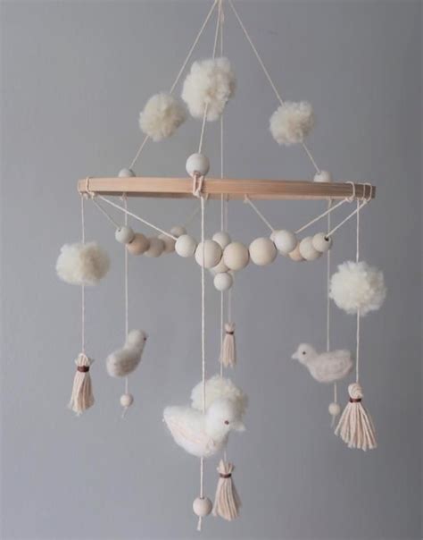 Boho Baby Mobile Baby Girl Crib Mobile For Nursery Lamm Handmade Via