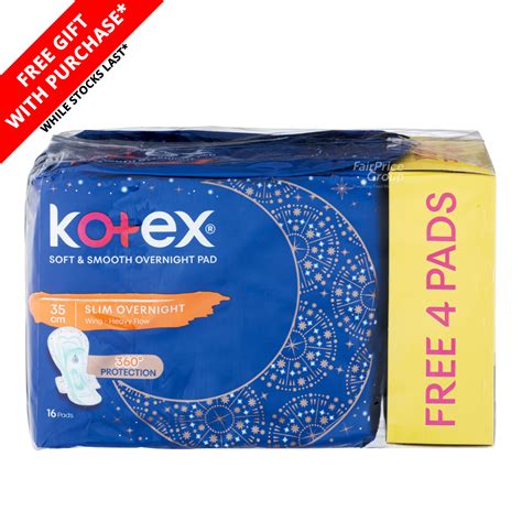 Kotex Soft Smooth Slim Overnight Wing Pads Heavy Cm Ntuc Fairprice