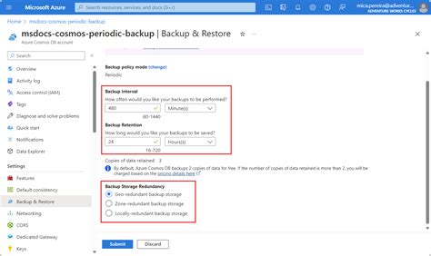 Modify Periodic Backup Interval And Retention Period Azure Cosmos Db