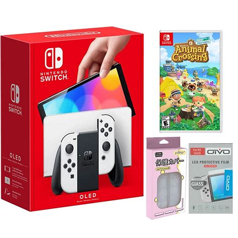 Buy Nintendo Switch OLED White Console + Animal Crossing + Crystal Case ...