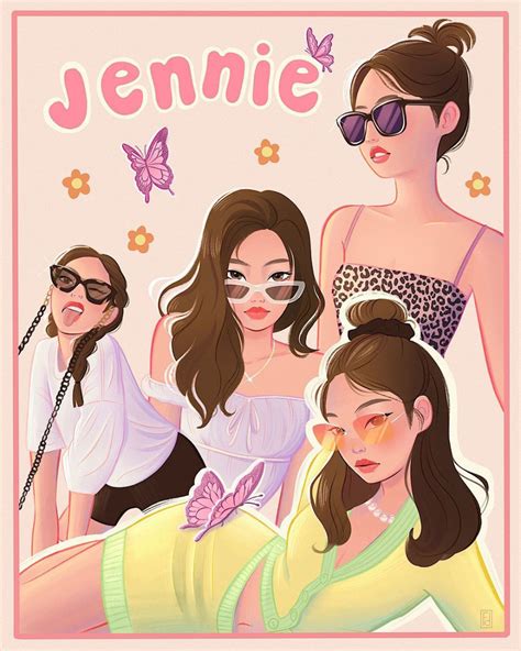 JENNIE FANART on Twitter | 귀여운 예술, 그림, 포즈