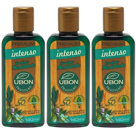 Kit 3 Odorizante De Ambiente Intenso Eucalipto Mentolado Ubon 140ml