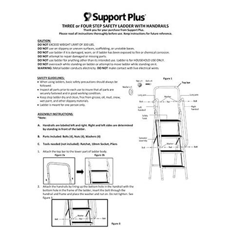 SUPPORT PLUS Folding 3 Step Safety Step Ladder Padded Side Handrails