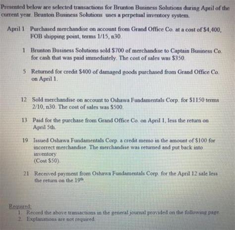 Solved Presented Below Are Selected Transactions SolutionInn