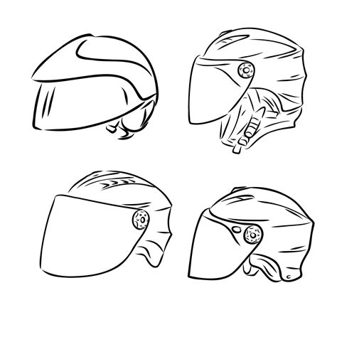 Casco De Motocicleta Contorno Dibujado A Mano Doodle Icono Moto