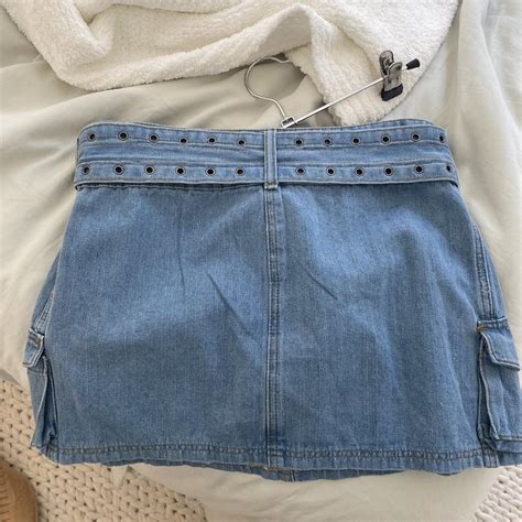 Princess Polly Denim Mini Skirt With Belt Size Us Depop