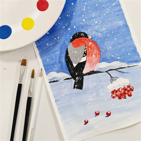 Рисование для детей: рисуем снегиря | Детские картины, Детские рисунки ...