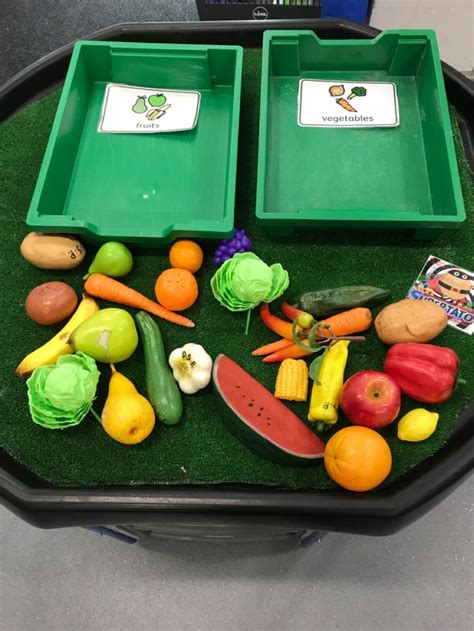 Fruit And Vegetables Tuff Tray Healthy Food Activities Healthy Food