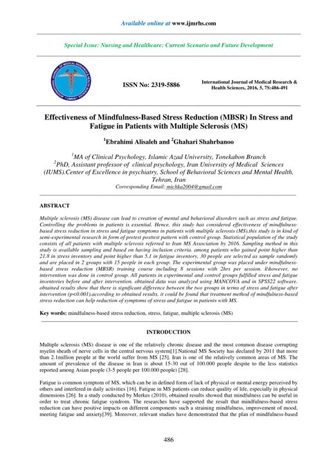 (PDF) Effectiveness of Mindfulness-Based Stress Reduction (MBSR) In ...