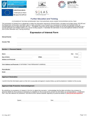 Fillable Online Expression Of Interest Form Eir Fax Email Print