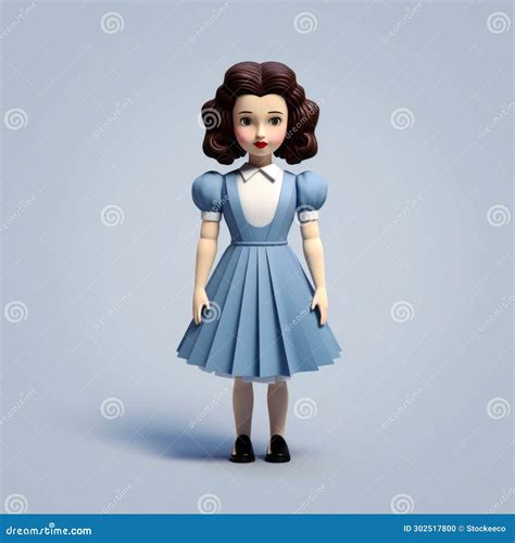 Minimalist 3d Model Of Dorothy In Blue Dress Pop Culture Caricature