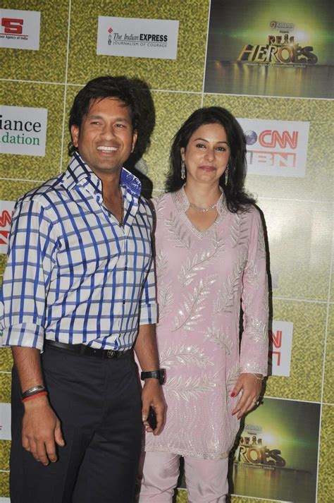 Sachin Tendulkar with wife Anjali at the CNN IBN Reliance Real Heroes Awards ceremony in Mumbai ...