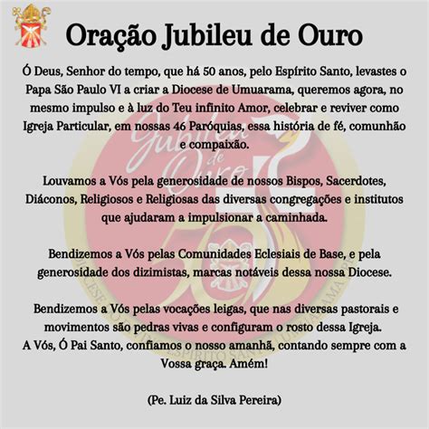 Oração Jubileu de Ouro Diocese de Umuarama