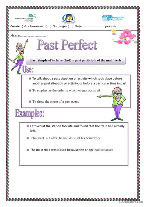 Past Perfect Tense General Gramma English Esl Worksheets Pdf And Doc