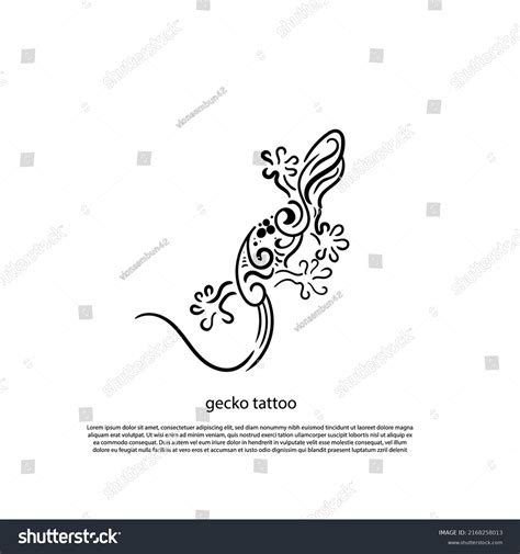 Gecko Tattoo Art Gecko Tattoo Line Stock Vector (Royalty Free ...