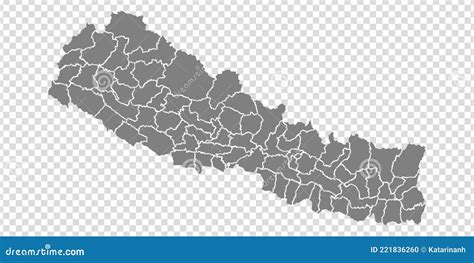 Blank Map Of Nepal Districts Of Nepal Map Stock Vector Illustration